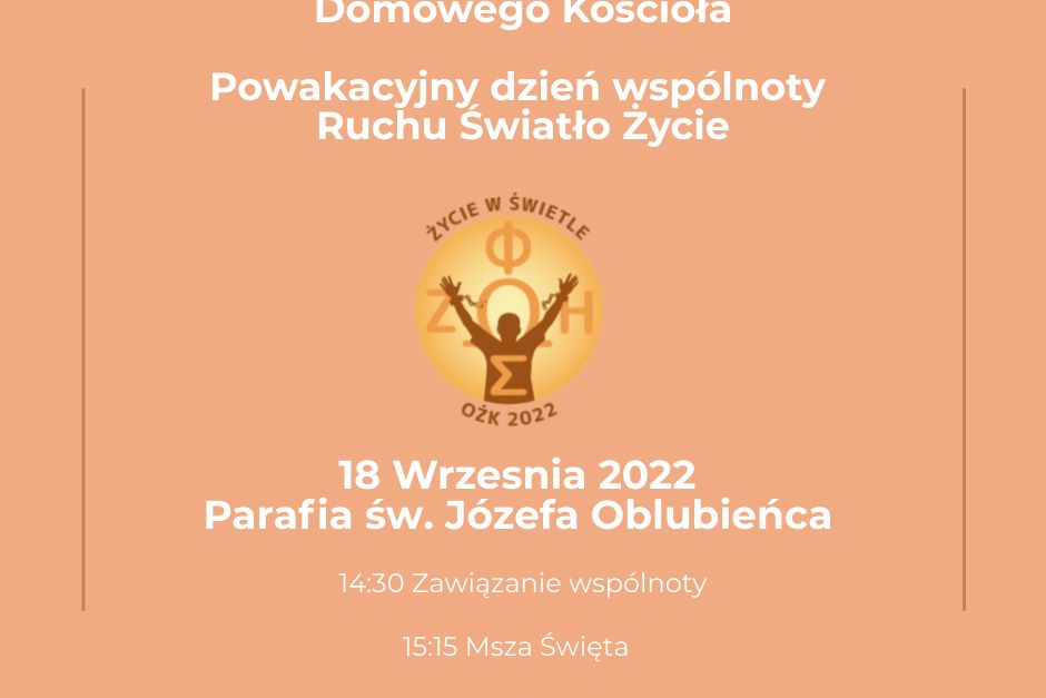 Zaproszenie na rozpoczęcie nowego Roku Formacyjnego DK,Oazy 2022/2023