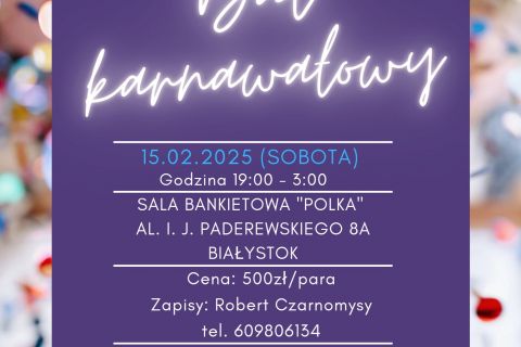bal karnawałowy 2025 - ostatnie wolne miejsca