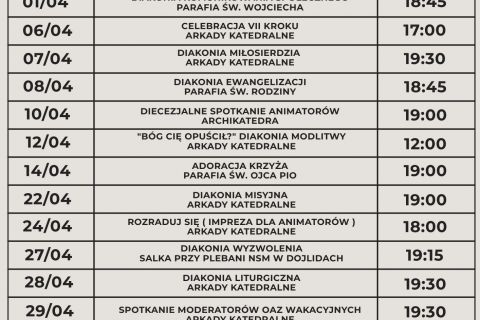 Kalendarium na kwiecień 2025
